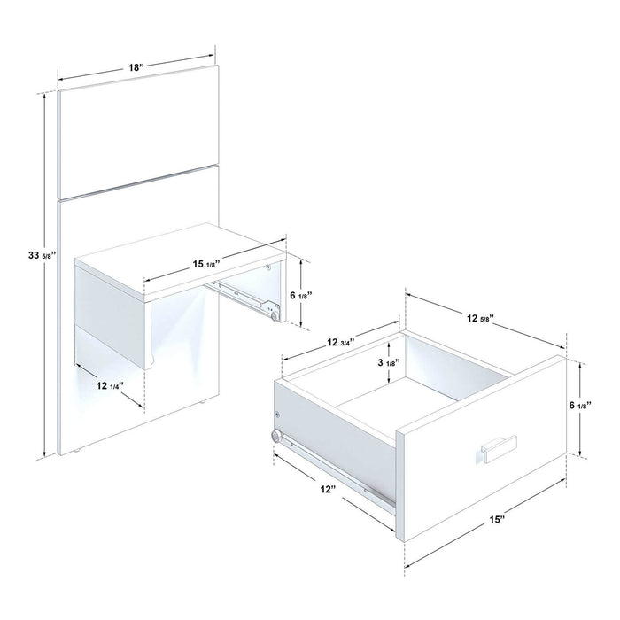 Ensemble de deux tables de nuit murale