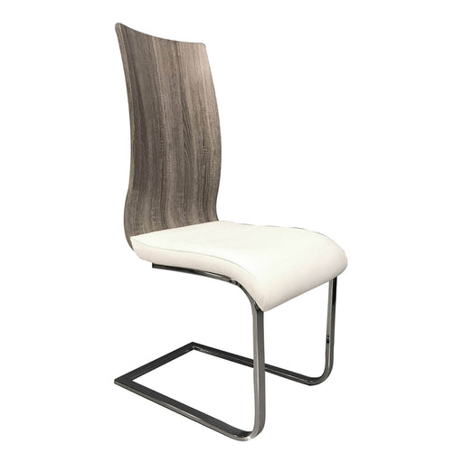 Chaise bois et cuir synthétique blanc